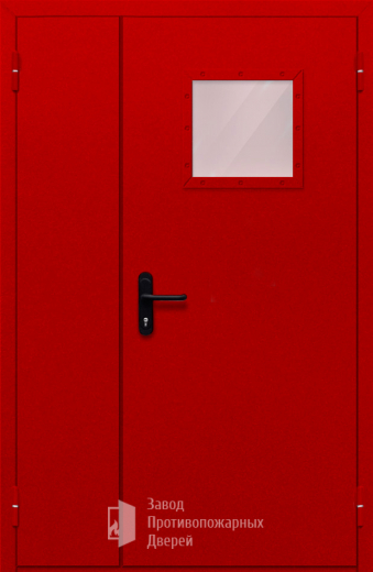 Фото двери «Полуторная со стеклопакетом (красная)» в Воскресенску