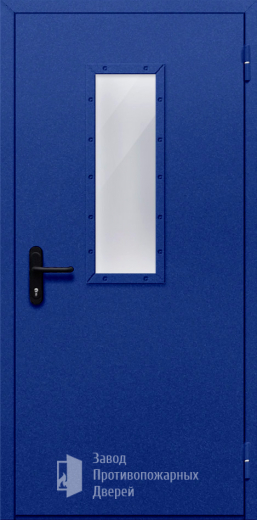 Фото двери «Однопольная со стеклом (синяя)» в Воскресенску