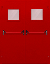 Фото двери «Двупольная со стеклопакетом и антипаникой (красная)» в Воскресенску