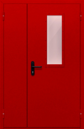 Фото двери «Полуторная со стеклом (красная)» в Воскресенску