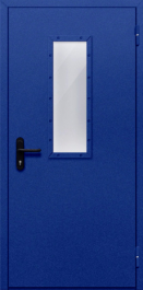 Фото двери «Однопольная со стеклом (синяя)» в Воскресенску