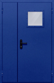 Фото двери «Полуторная со стеклопакетом (синяя)» в Воскресенску